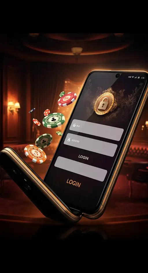 Einloggen im Golden Panda Casino mit biometrischen Daten auf einem mobilen Gerät, sicherer und schneller Zugang zum Spielerkonto